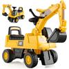 RELAX4LIFE Escavatore Ruspa Cavalcabile da 1-3 Anni per Bambini, con Licenza CATERPILLAR,Clacson suono,Braccio Girevole e Alzabile e e Vano Contenitore, 30x74x54 cm