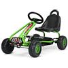 RELAX4LIFE Go Kart a Pedali per Bambini, Karting con 4 Ruote Antiurto e Freno a Mano, 2 Pedali Antiscivolo con Volante, Sedia Ergonomica e Posizione Regolabile (Verde)