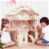 Jessruly Dream House - Spaziosa casa delle bambole in legno a 3 piani con stanze e mobili realistici, vernice atossica a base d'acqua, struttura in legno di faggio resistente (bianco)