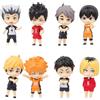 Xinchangda Set di 8 figure di anime Haikyu, Hinata Shoyo/Tobio Kageyama/Kotaro Bokuto/Kozume Kenma Statue di figure di anime 7,5 cm
