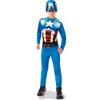 Rubie's RUBIES CAPTAIN AMERICA - Marvel Ufficiale - Costume da supereroe per bambini, ingresso di gamma, taglia 7-8 anni. Costume con tuta e maschera in PVC per compleanno, carnevale Halloween