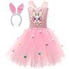 Wezalget Costume da Coniglietto Pasquale per Bambini, Vestito Rosa da Coniglio con Fascia per Orecchie da Coniglio, per Ragazze 2 ai 12 Anni, Costume da Carnevale e Cosplay