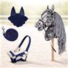 HKM Kids Hobby Horse Clara grigio marmorizzato + cavezza & redini in blu - cavalluccio a dondolo| Holly & Claire - Set per bambini - cavezza intercambiabile, lavorazione di alta qualità