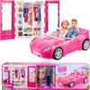 Mattel - Set Barbie + Ken + Auto Cabrio + Armadio (Accessori Non Inclusi)