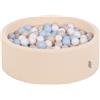 KiddyMoon Fodera con Cerniera per Piscina per Bambini 90X30cm/200 Palline, Beige: Beige Pastello/Blu Pastello/Bianco