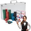 H&F Heimtextilien Valigetta da poker 300 gettoni - Set completo di poker con dadi e pulsante spacciatore in scatola di alluminio - per principianti e esperti