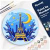 Figured'Art Dipingere con i Numeri su Disco di Legno da 30 cm - Paint by Numbers, Torre Eiffel, Passatempo per Adulti, Kit Completo, Hobby Creativi - Quadri fai da te