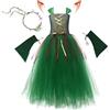 Zyntora Vestito Tutu Da Halloween Per Bambine,Gonna Tutu Verde Da Festa - Costumi Travestimenti Per Cosplay Feste A Tema Fate Per Bambine 2-10 Anni Halloween Carnevale Spettacoli Scenici