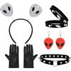 XEPST Alien Costume Accessori Set-Alien Antenna Fascia, orecchini, collana, e guanti per le donne e le ragazze-Perfetto per Alien Feste, Halloween, Carnevale, Cosplay-Dress Up Accessori, Nero