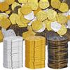 ORIGACH Set di 240 monete irregolari da pirata - oro argento argento bronzo bronzo dubloni spagnoli 3,6 x 3,5 cm monete in plastica per feste pirata, decorazioni per cosplay
