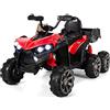 COSTWAY 12V Quad Elettrico per Bambini, Macchina Elettrica per Bambini con 6 Ruote 4 Motori Baule Posteriore Luci LED e Musica, Trazione Integrale, 3-6 km/h, 3 Anni+ (Rosso)
