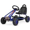 COSTWAY Go Kart a Pedali per Bambini, Go Kart Veicolo con Sedile Regolabile e Freno a Mano, per Bambini 3-6 Anni, Portata Massima 30 kg (Blu)