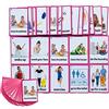 HONTOUSIP 45 PCS Daily Routines Cards- Learning Picture & Word Card Flashcards(English Word Learning Card & Pocket Size Flash Card for Children And Preschool),5.35x3.62in