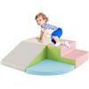 COSTWAY Set di Blocchi in Schiuma per Bambini 4 Pezzi, Set di Costruzioni Morbide in PU + EPE per Sviluppo dei Bambini, Gioco Attivo Interno per Arrampicarsi e Gattonare (Rosa)