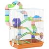 PawHut Gabbia per Criceti a 5 Livelli con Tubi, Ruota 46x30x58 cm Arancione
