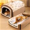 Danchen Cuccia per cani 2 in 1, pieghevole, di grandi dimensioni, con cuscino anti ansia, morbido e caldo, antiscivolo, per cani, cuccioli, gatti, conigli, rimovibile e lavabile (XXL: 100 x 70 x 60
