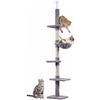 PawHut Tiragraffi per Gatto a Soffitto in Peluche 40x34x230-260cm Grigio