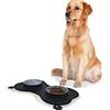 Bricozone Ciotole In Acciaio Inox Per Cani Gatti 3 In 1 Tappetino In Silicone Sottociotola Antiribaltamento Antiscivolo Con Ventose Doppia Ciotola Croccantini Alimentazione Acqua Cibo (35 x 25 Cm, Nero)