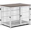 BingoPaw Gabbia Robusta per Cani Antimorso: Tavolino per Gabbia Rinforzata per Cani Taglia Media Kennel Cane Interno in Legno Resistente Metallo Pesante, 3 Chiavistelli, con Vassoio, 78,5x56,5x65cm
