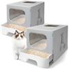 Nobleza 2 x Lettiera Gatto Chiusa Pieghevole, Toilette per Gatti Grande con Cassetto Estraibile e Paletta, Cassetta Igienica Antiodore con Entrata Superiore, Facile da Pulire, 48,5 x 38,5 x 38,2 cm