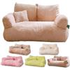 BEABAG Calming Pet Sofa,Calming Dog Bed Fluffy Plush pet Sofa, Dog Bed for Small Medium Large Dogs, Memory Foam with Removable Washable Cover (L, Beige)