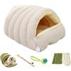 Generic Cuccia per Gatti Rimovibile e Lavabile per l'Inverno, Morbida e Calda, Grotta per Gatti, Letto Antiscivolo Lavabile per Gatti e Piccoli Cani (Beige, M)