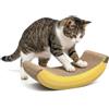 AQPET Tiragraffi in Cartone Banana per Gatti Adulti, Grandi e Piccoli, Tappetino con Graffiatoio in Cartone e Busta di Erba Gatta Pronta misure 47x22x15 cm, Giallo, Verde