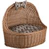 e-wicker24 Alles aus Weide e-wicker24 Cesta in Vimini per Cani e Gatti con Cuscino Morbido - Cuccia per Animali Domestici Interno - Lettino Divanetto Calmante Naturale