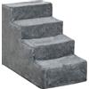 PawHut Scala per Cani Gatti 10 KG a 4 Gradini, 60x35x44 cm, Grigio Chiaro