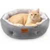 Nobleza - Cuccia Rotonda Anti-Stress per Cani e Gatti, Nido Lavabile in Lavatrice con Bordo Alto & Base Antiscivolo - Peluche Morbida, Calmante, per Animali Piccoli e Medi, Grigio, M (ø60 cm)