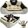 EDANTI Letto per cani, cuscino per cani, cuccia per gatti, personalizzato con nome, divano per cani, L - XL, per cani grandi, medi e piccoli (115x95, Beige)
