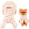 SMALLLEE_LUCKY_STORE Pigiama per Cani in Pile di Flanella Spessa, Tuta Invernale Calda a 4 Zampe per Piccola Taglia e Gatti, Cappotto Morbido, Yorkie, Chihuahua, Cucciolo, cachi, M