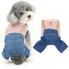 Ranphy Tuta in denim per animali domestici, jeans per cani, graziose, camicie a righe per cani di piccola taglia, ragazze, ragazzi, cuccioli, tuta classica con tasca, abiti primaverili ed estivi,