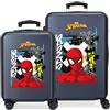 Disney Joumma Marvel Graffity Of Spiderman Set di Bagagli Blu 55/65 cm Rigido 6 kg Lucchetto a Combinazione Laterale ABS 6 kg 91L Bagaglio a Mano