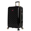 Betsey Johnson Collezione bagagli a scacchi da 26 pollici, espandibile resistente ai graffi (ABS + PC), borsa leggera di design con 8 ruote girevoli, Cuore a cuore nero, 26'', Tempo libero