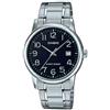 Casio Orologio da polso da uomo al quarzo classico cinturino in acciaio inox grigio cassa in ottone display analogico nero - MTP-V002D-1B