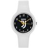 PRESTIGE & DELUXE Orologio da polso Lowell One kid Juventu Bianconeri Cinturino in silicone bianco - Quadrante 32 mm nero in confezione + portachiave calcio