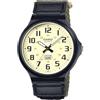 Casio Orologio analogico al quarzo da uomo con cinturino in tessuto MW-240B-3BVCF, Nero