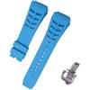 ROUREOX Cinturino Regolabile Anti-Sudore e Impermeabile in Silicone per Sport per Richard Mille-Fibbia Blu Leggero + Argento 25mm