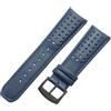 ROUREOX Cinturino d'Orologio in Pelle Autentica Fermo in Acciaio Inoxydabile Connessione di Occhielli Curvi Cinturino per CITIZEN Eco-Drive Skyhawk Blue Angels-Blu + Nero 22mm