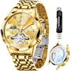 OLEVS Orologi automatici per gli uomini d'affari orologio meccanico in acciaio inossidabile impermeabile a carica automatica classico data lusso diamante orologio da polso, orologi oro 21, orologio da
