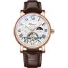 DAXIAOYU Orologio da polso da uomo con tourbillon scavato di lusso, cinturino in pelle, alla moda, scheletro, automatico, meccanico, fasi lunari, luminoso, impermeabile, Marrone e bianco., Lusso