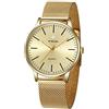 WWOOR Orologio da polso da uomo, ultra sottile, alla moda, impermeabile, in acciaio inox, con cinturino a rete