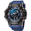 SMAEL Orologi militari da uomo per sport all'aria aperta, impermeabile, LED, data, sveglia, digitale, analogico, orologi da polso per uomo, Blu, Large Face, Digitale
