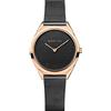 BERING 17031-166 Orologio unisex al quarzo, orologio da polso con cassa in acciaio inossidabile color oro rosa da 31 mm e quadrante nero, cinturino in maglia milanese, vetro zaffiro, 3 ATM