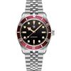 TYBERLEY Orologio meccanico automatico da uomo vintage NH35 Movimento in acciaio inox sintetico zaffiro 100m impermeabile Orologio da uomo casual PD1812 (ROSSO)