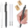 HIDRUO Inkless Pencil, Infinity Pencil with Eraser, Unlimited Writing Pencil, Long Lasting Magic Reusable Pencils for Writing, Drawing, Drafting, Home Office School Supplies (Black+White, 2PCS)