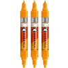 Molotow One4All Acrylic Twin Marker (1,5 e 4,0 mm di spessore, altamente coprente e permanente, ad asciugatura rapida, ricaricabile, per quasi tutte le superficie), 3 pezzi, colore 240 SLIDER