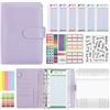 Lrocotanc Raccoglitore ad Anelli A6 - 30 Pezzi Money Binder con Buste a Cerniera e Etichette - Ideale per Budget Planner e Organizzatore di Contanti per Casa e Lavoro (Viola)