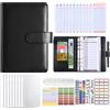 Atliberswo Raccoglitore ad Anelli A6, Budget Binder, Risparmio Soldi, Budget Planner, Money Binder, Quaderni ad Anelli, Adatto per Conservare Contanti, Coupon, Biglietti, Francobolli, ecc. (Nero)